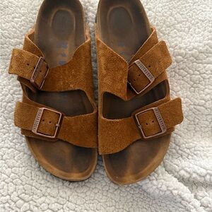 Birkenstock Mink Suede Sandals with Buckles